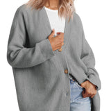 Donna - Cardigan in maglia a righe con bottoni - Vestibilità rilassata