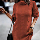 Donna - Abito in maglia con motivo a cordoncino chic - Colletto alto