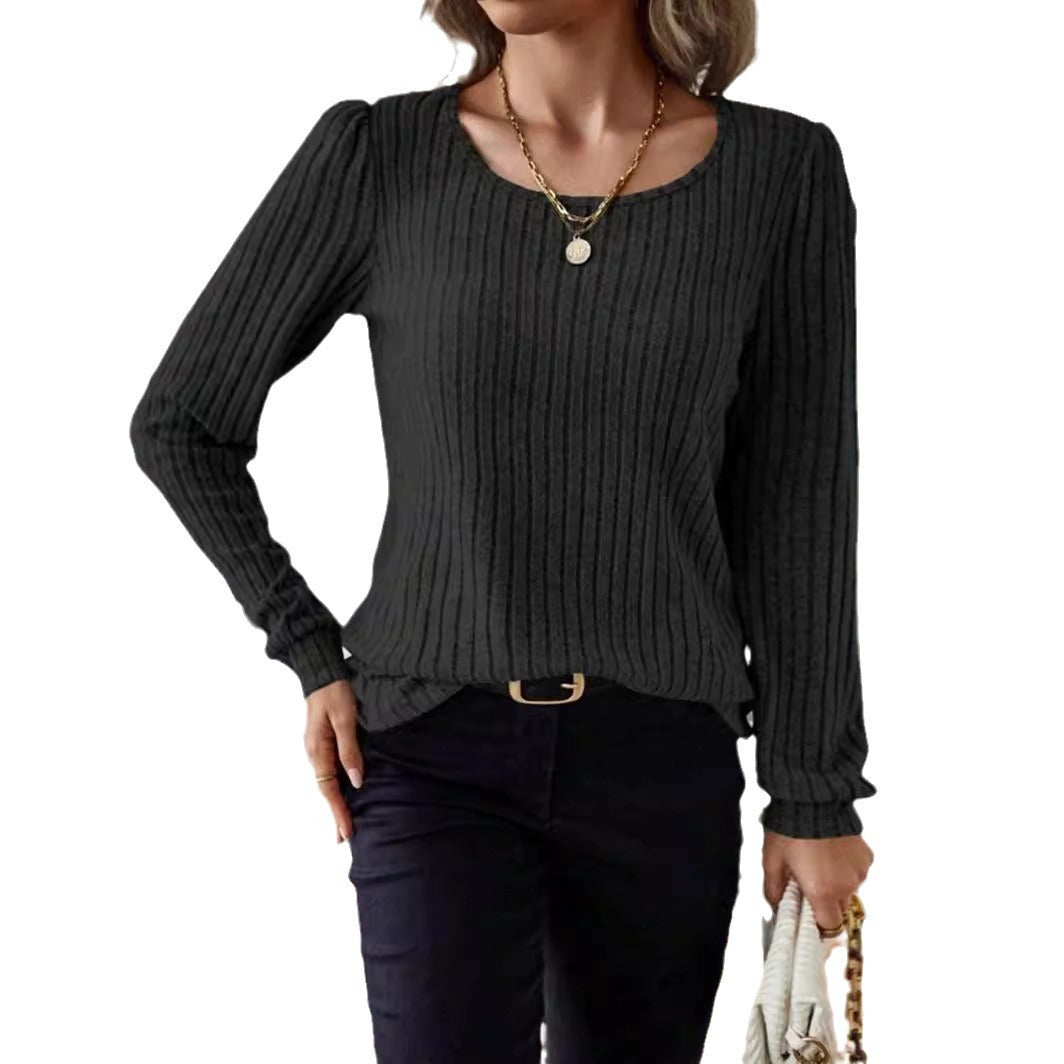 Donna - Maglione a righe - Design con maniche a sbuffo