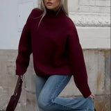 Donna - Maglia oversize a collo alto - Stile accogliente