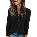 Donna - Maglia a maniche lunghe con scollo a V e bottoni