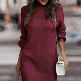Donna - Mini abito in maglia a coste - Collo alla coreana