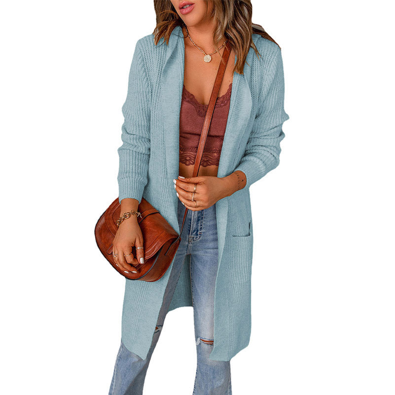 Cardigan lungo da donna aperto davanti – Strato in maglia dalla vestibilità rilassata per l’uso quotidiano in autunno