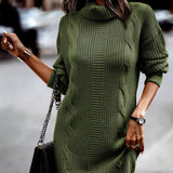 Donna - Abito in maglia con motivo a cordoncino chic - Colletto alto