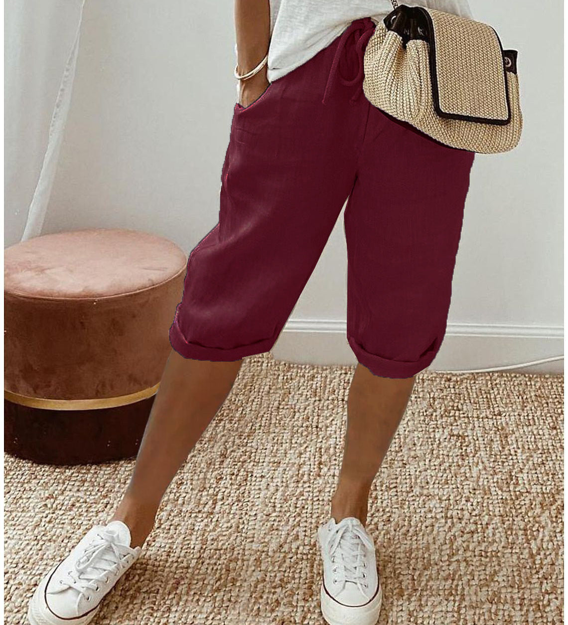 Irene™ | Capri in lino-cotone con vita elastica