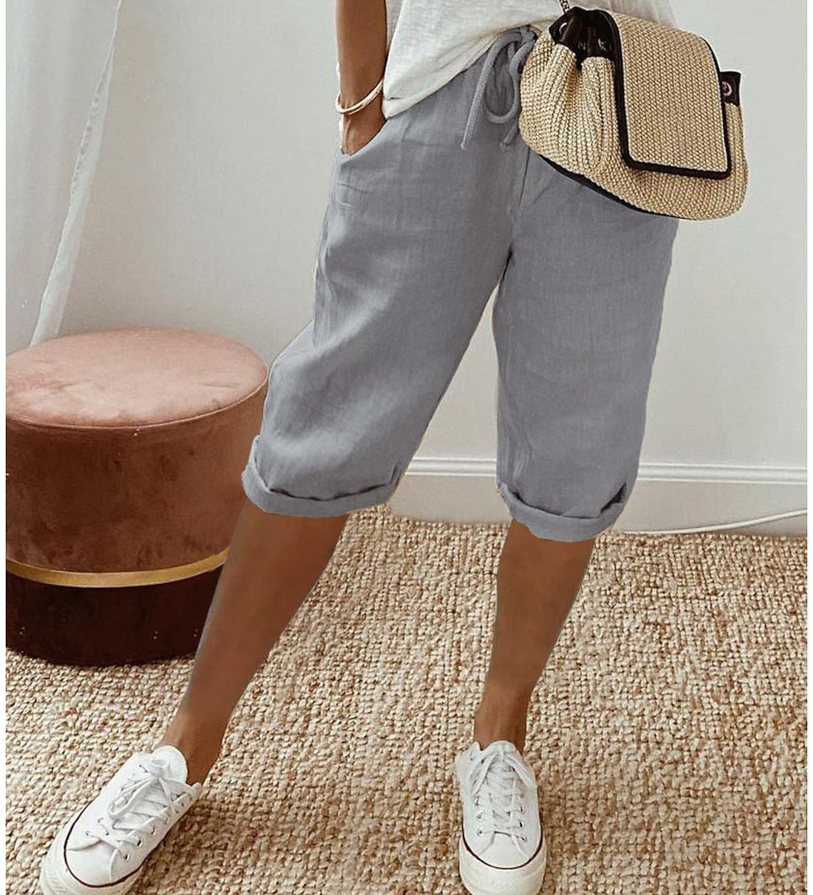 Irene™ | Capri in lino-cotone con vita elastica