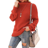 Donna - Comodo maglione a maglia grossa - Collo alto