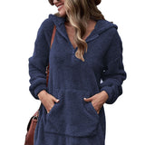 Donna - Vestito con cappuccio - Stile mezza zip