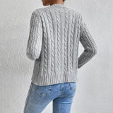 Donna - Cardigan in maglia a cavi con chiusura a bottoni