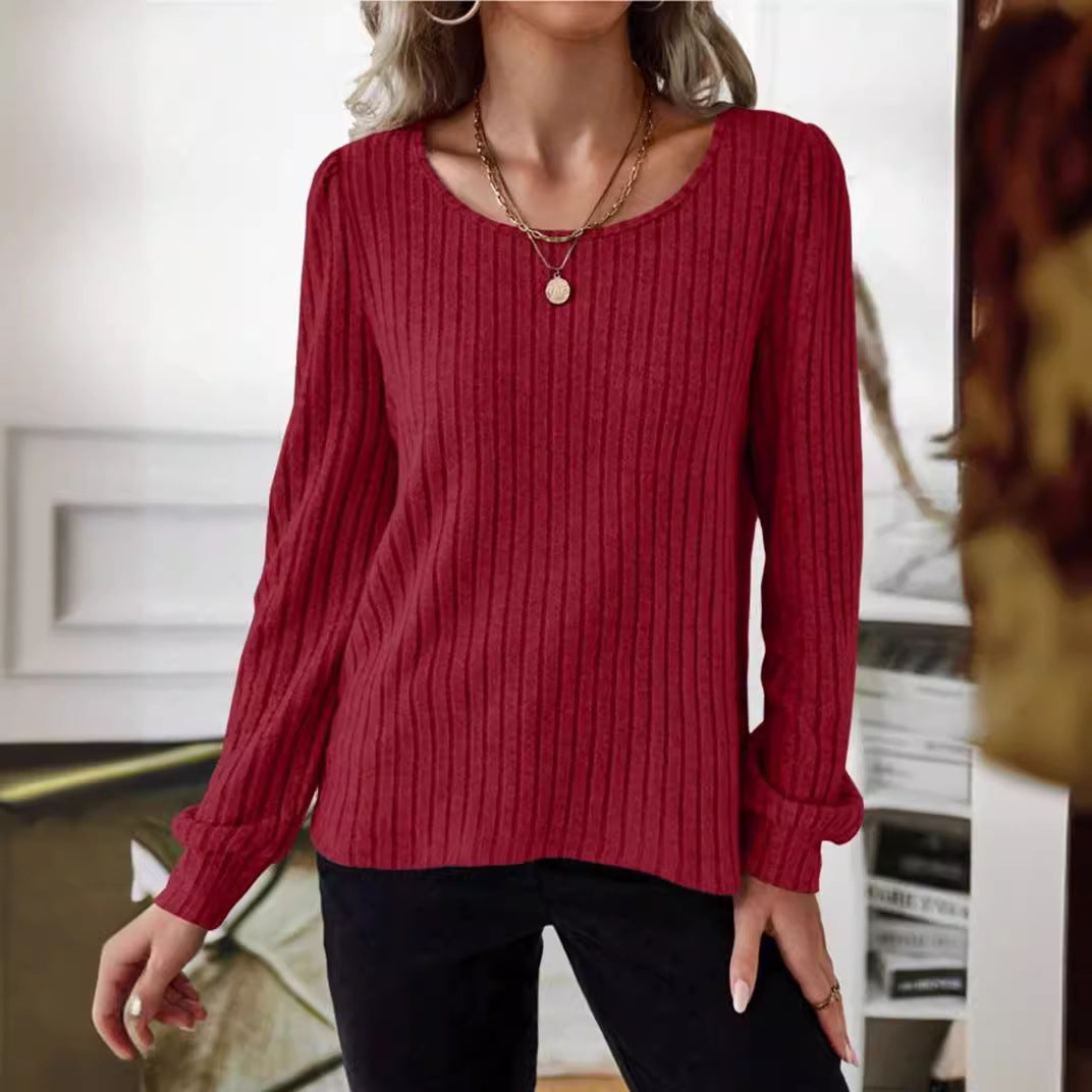 Donna - Maglione a righe - Design con maniche a sbuffo