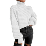 Donna - Maglia con collo alto e grosso - Stile casual