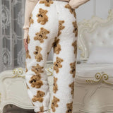Donna - Pantaloni in pile con stampa accogliente