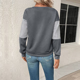 Felpa da donna geometrica patchwork – Pullover girocollo strutturato per uno stile casual moderno