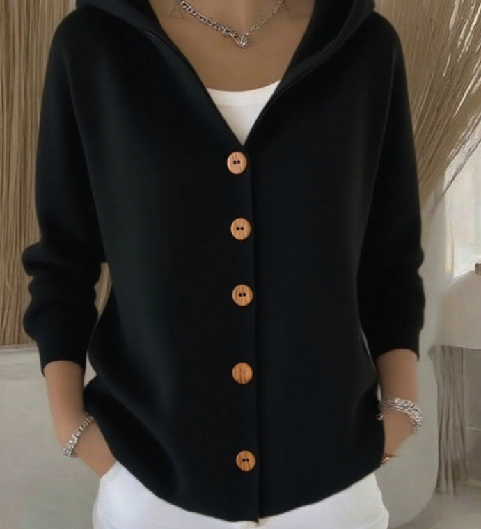 Francesca™ | Cardigan con cappuccio e bottoni