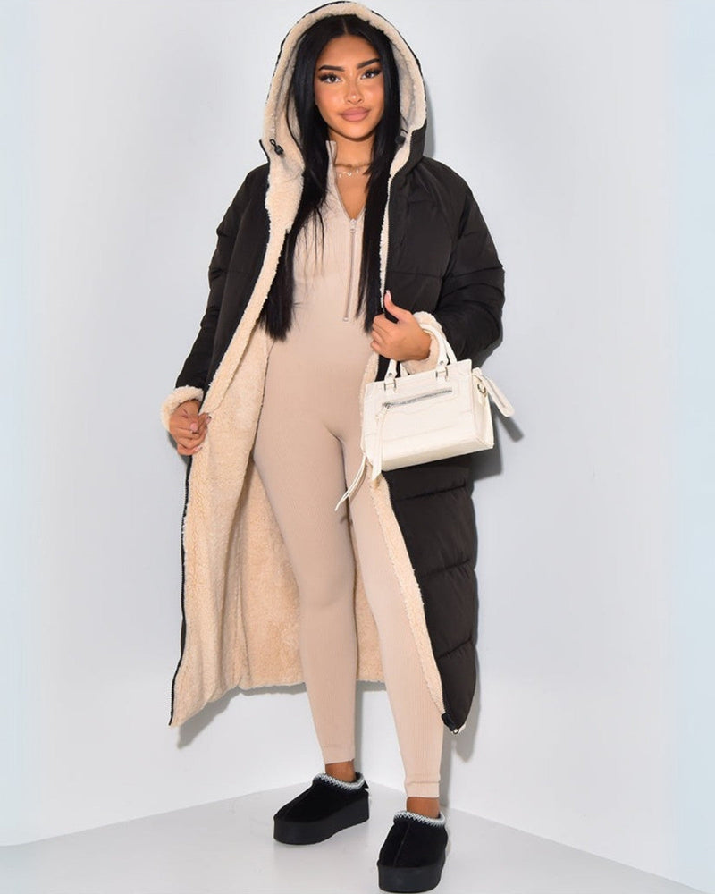 Giacca Invernale Donna Reversibile – Design Doppio Senso in Nero e Grigio per Giornate Fredde e Outfit Casual o Chic