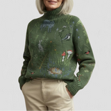 Donna - Maglione lavorato a maglia - Stampa foresta