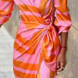 Abito camicia aderente stampato da donna