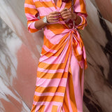 Abito camicia aderente stampato da donna