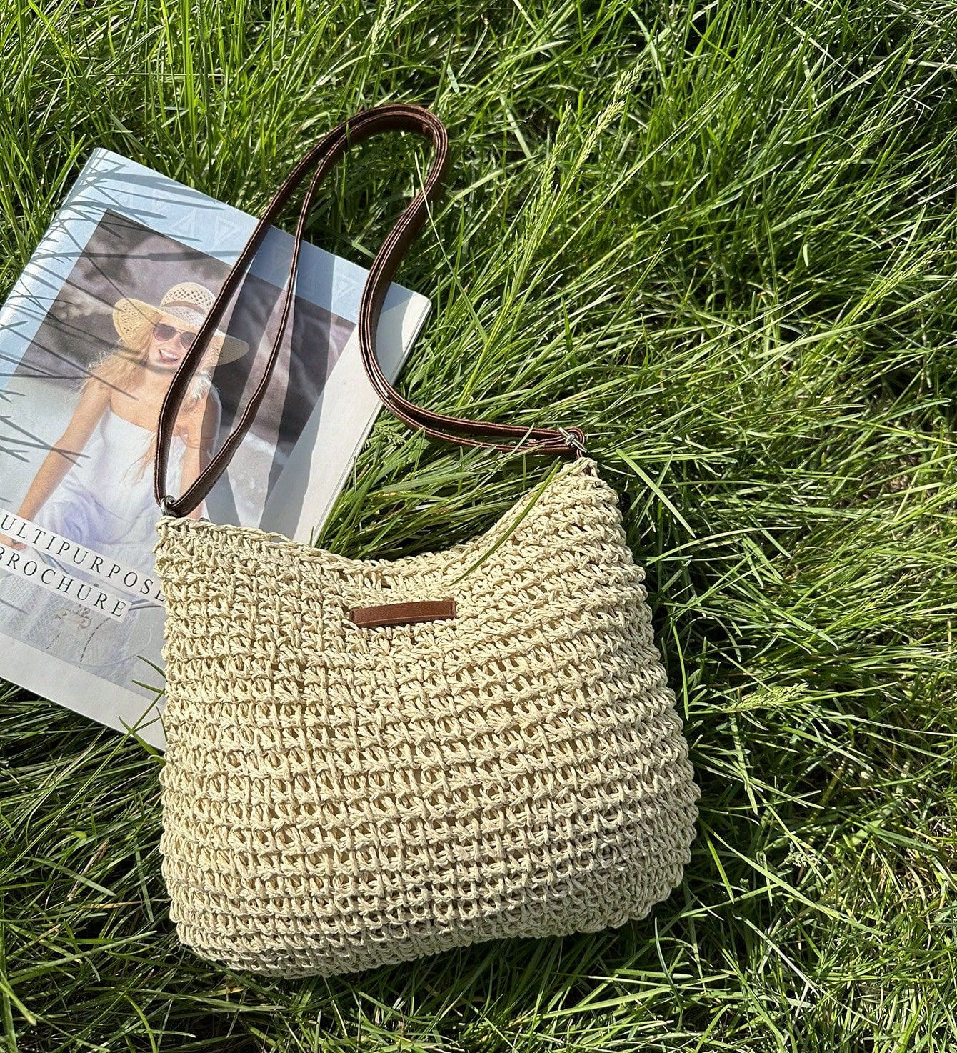 Borsa a Tracolla Estiva in Paglia Fatto a Mano Donna – Borsa Satchel Intrecciata Casual da Spiaggia