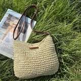 Borsa a Tracolla Estiva in Paglia Fatto a Mano Donna – Borsa Satchel Intrecciata Casual da Spiaggia