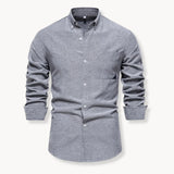 Camicia Slim Fit da Uomo – Con Collo Button-Down e Taschino, Adatta per Lavoro e Uso Quotidiano