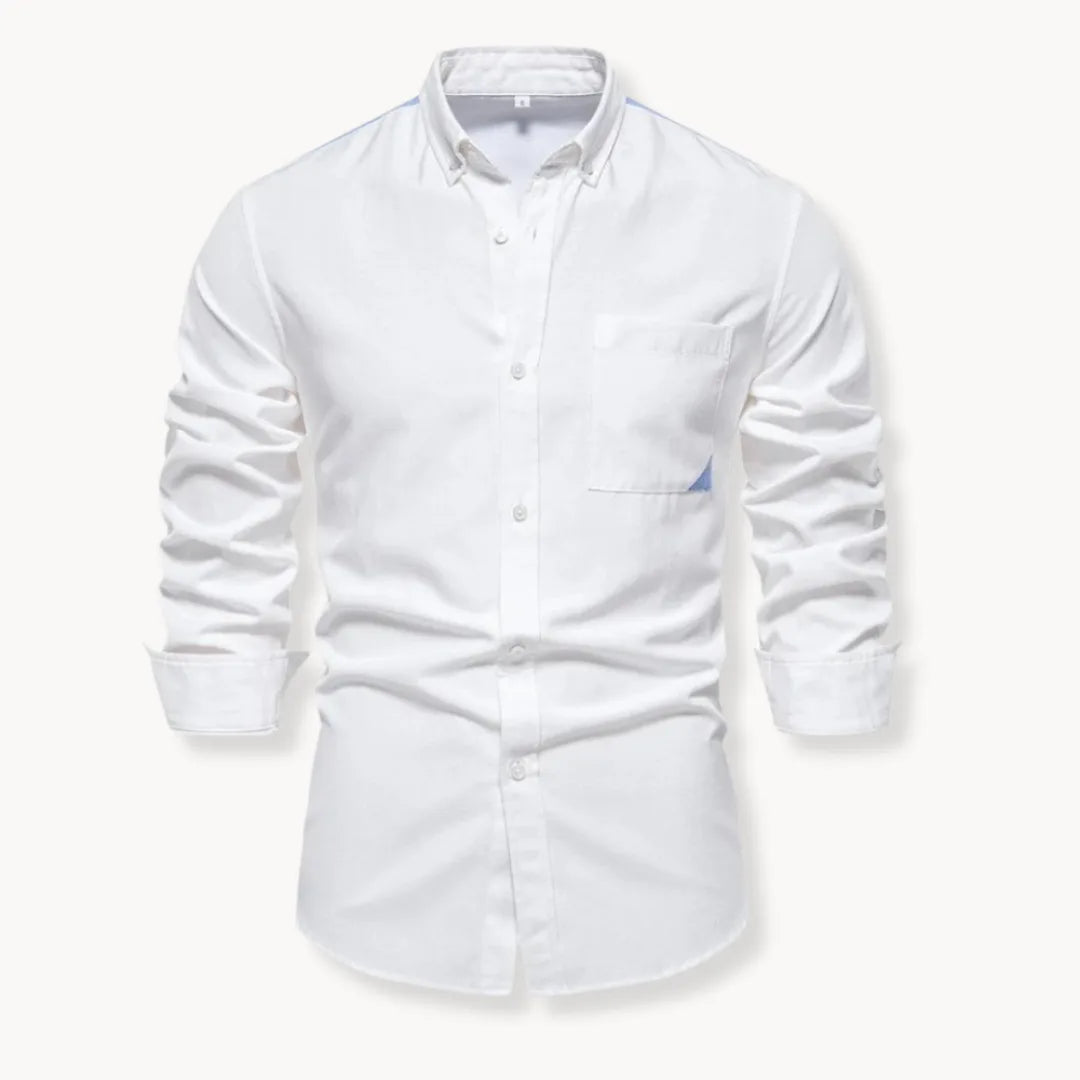 Camicia Slim Fit da Uomo – Con Collo Button-Down e Taschino, Adatta per Lavoro e Uso Quotidiano