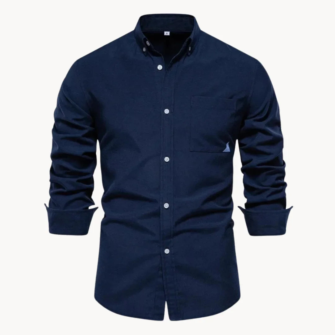 Camicia Slim Fit da Uomo – Con Collo Button-Down e Taschino, Adatta per Lavoro e Uso Quotidiano