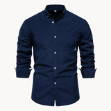 Camicia Slim Fit da Uomo – Con Collo Button-Down e Taschino, Adatta per Lavoro e Uso Quotidiano