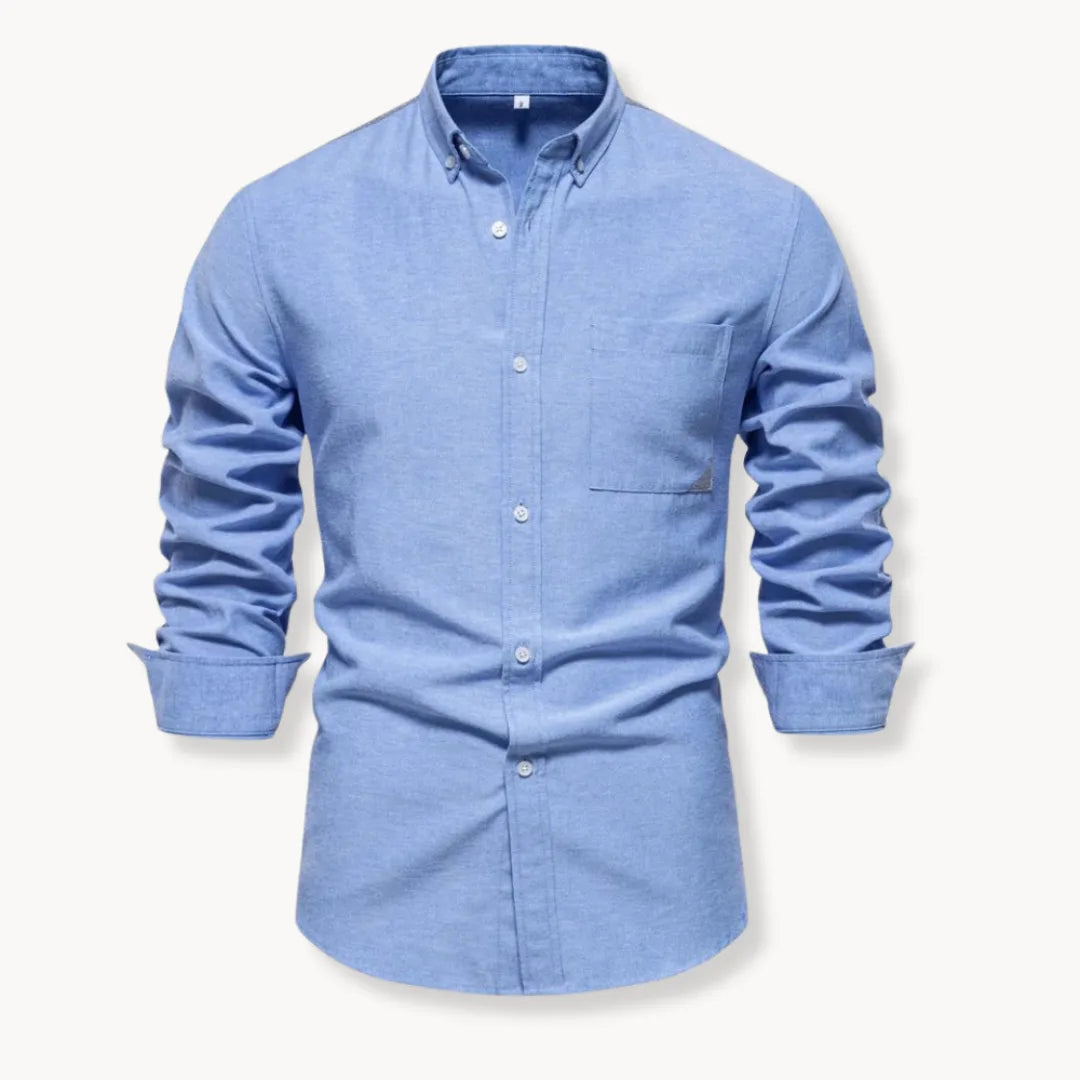 Camicia Slim Fit da Uomo – Con Collo Button-Down e Taschino, Adatta per Lavoro e Uso Quotidiano