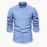 Camicia Slim Fit da Uomo – Con Collo Button-Down e Taschino, Adatta per Lavoro e Uso Quotidiano