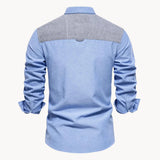 Camicia Slim Fit da Uomo – Con Collo Button-Down e Taschino, Adatta per Lavoro e Uso Quotidiano