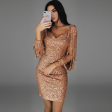 Abito da sera – Paillettes nere con frange per occasioni festive