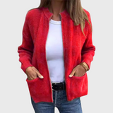 Cardigan donna con zip e cappuccio in maglia morbida - Comodo e casual