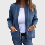 Cardigan donna con zip e cappuccio in maglia morbida - Comodo e casual
