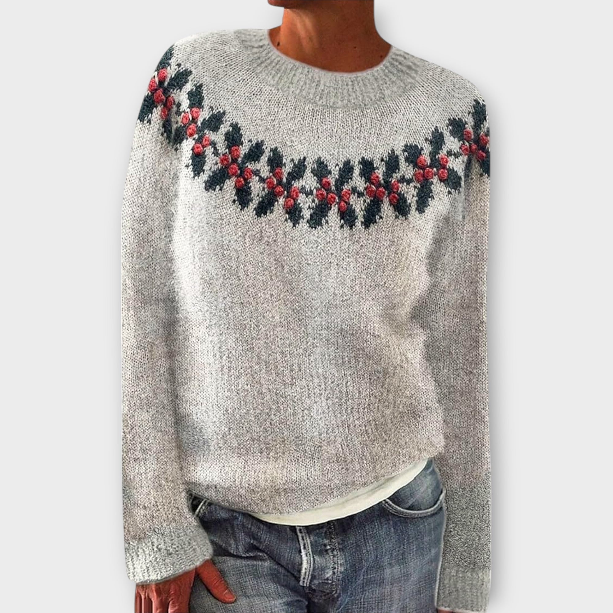 Pullover da donna | Motivo a corna di cervo e scollo rotondo