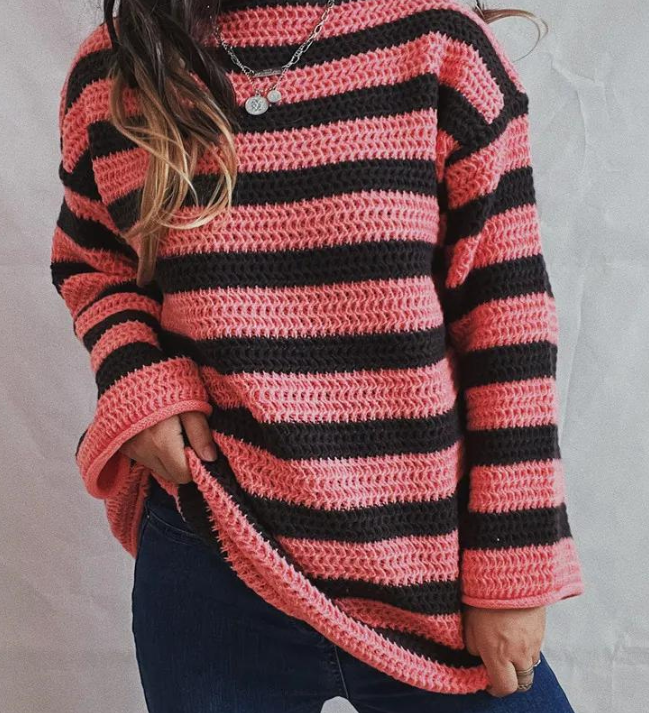 Maglione da donna | Maglia grossa e motivo a righe