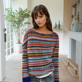 Pullover da donna | Fantasia a righe e scollo a barchetta
