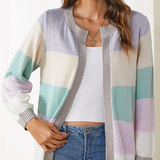 Cardigan da donna a blocchi di colore con bottoni – Strato in maglia a maniche lunghe e vestibilità morbida, con bordi a coste, per uno stile quotidiano
