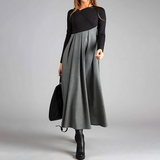 Abito lungo elegante plissettato da donna - Elegante abito a maniche lunghe