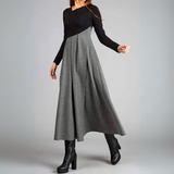 Abito lungo elegante plissettato da donna - Elegante abito a maniche lunghe