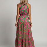 Abito midi drappeggiato da donna con collo halter - Chic e valorizzante