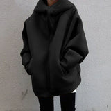 Felpa con cappuccio da donna oversize con zip – Giacca ampia con cappuccio per vestirsi a strati nelle giornate fredde