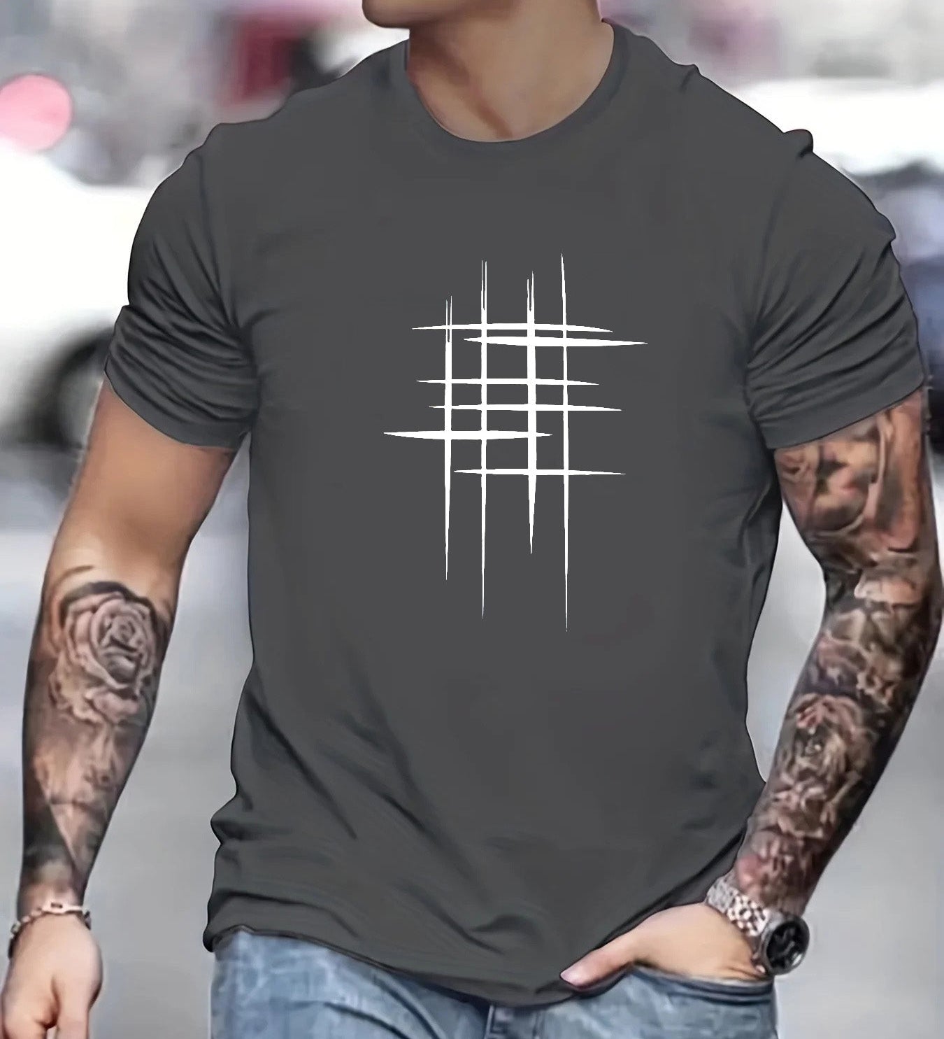 Varel | T-shirt elegante a collo rotondo con stampa grafica