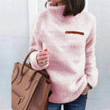 Felpa da donna in pile teddy a collo alto – Pullover morbido e caldo per il comfort nelle giornate fredde