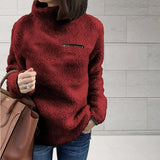 Felpa da donna in pile teddy a collo alto – Pullover morbido e caldo per il comfort nelle giornate fredde