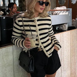 Cardigan a righe color block da donna – Maglieria casual con bottoni