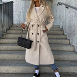 Donna - Cappotto lungo elegante e chic con colletto a bavero