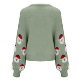 Maglione da donna stampato a tema festivo – Maglia comoda con girocollo per le feste natalizie