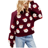 Maglione da donna stampato a tema festivo – Maglia comoda con girocollo per le feste natalizie