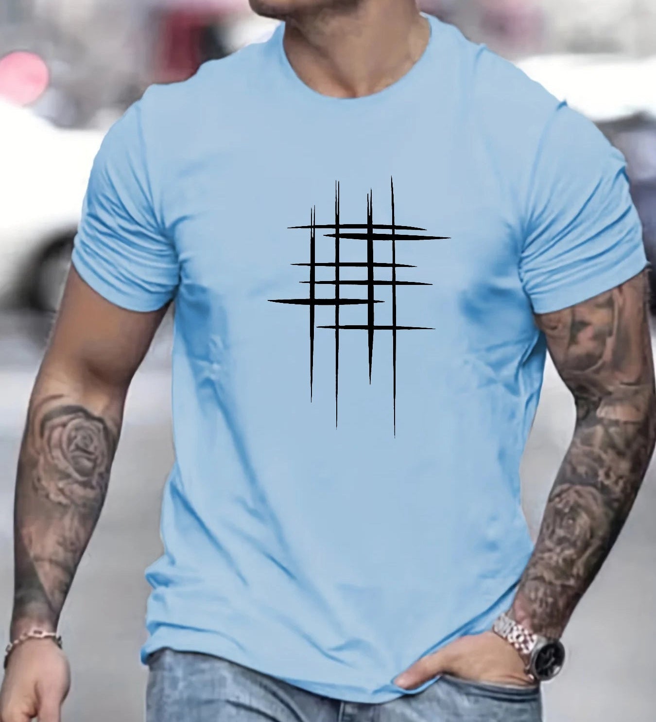 Varel | T-shirt elegante a collo rotondo con stampa grafica